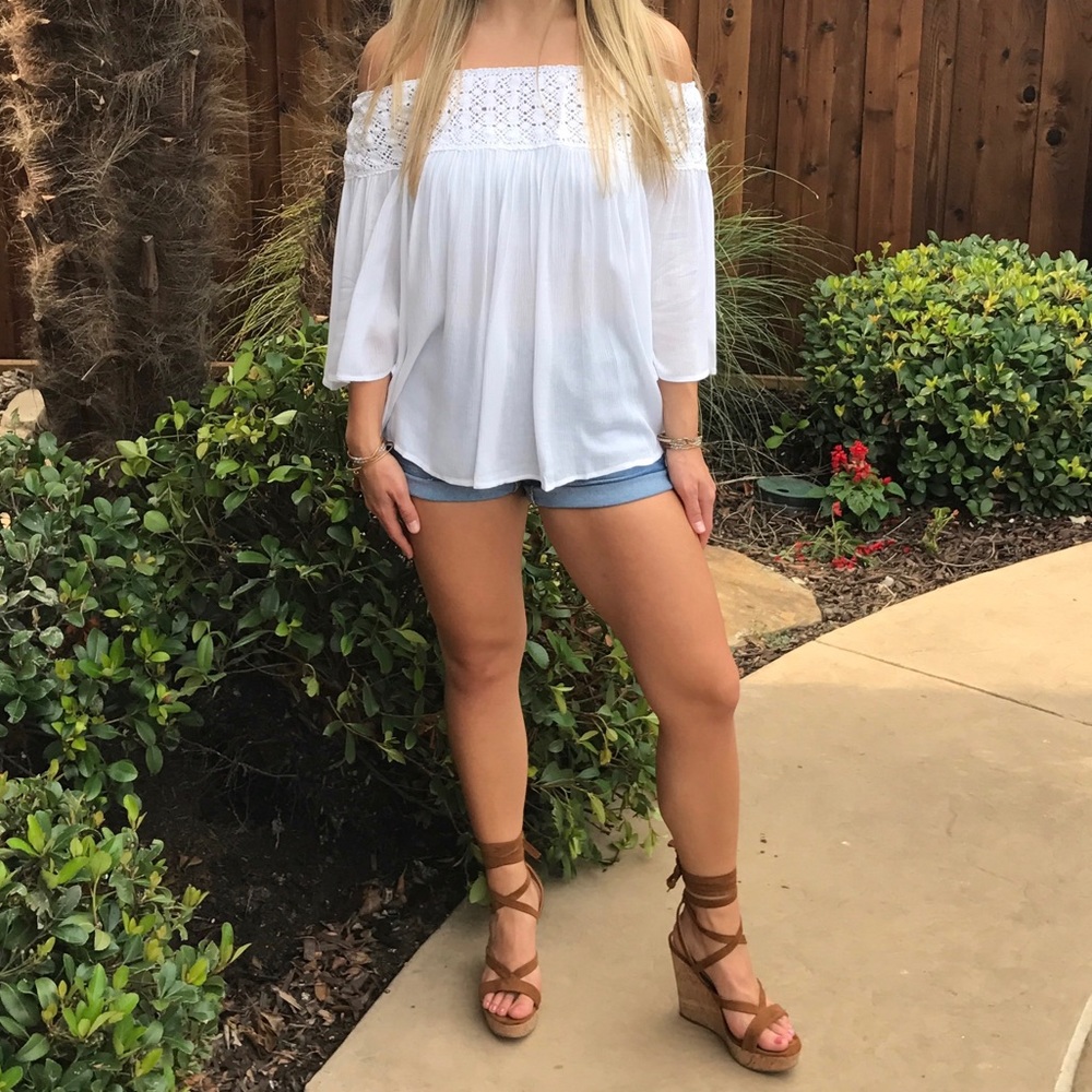 Off shoulder white summer top